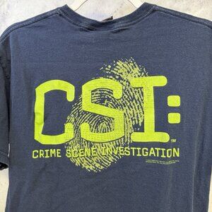 Vintage CSI Crime Scene Investigations T Shirt Mens Medium 19x26 Y2K Giant Tag